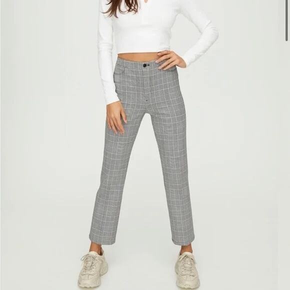 [Sunday Best] Black White Houndstooth Check Plaid Freshman Straight Leg Pants 0 - Picture 1 of 12